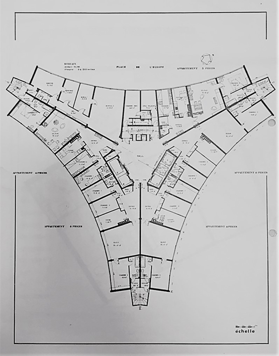 Plan d'étage de la Tour de l'Europe à Mulhouse