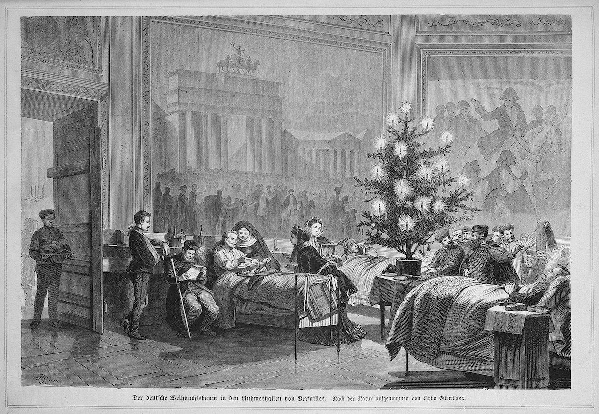 Arbre de Noël dans un dispensaire lors de la guerre franco-allemande de 1870.